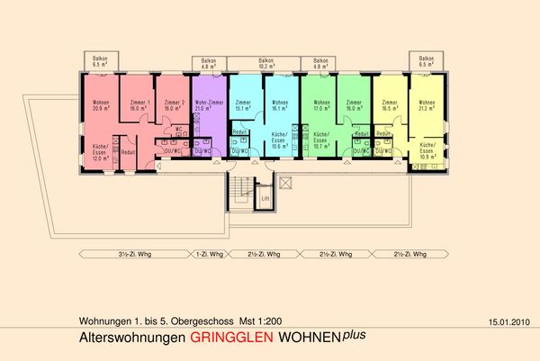 1. bis 5. Obergeschoss